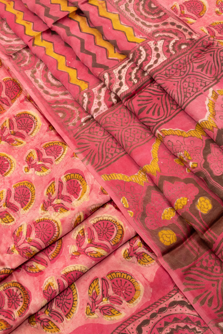 Pink Vanaspathi Printed 2-Piece Modal Silk Salwar Suit Material