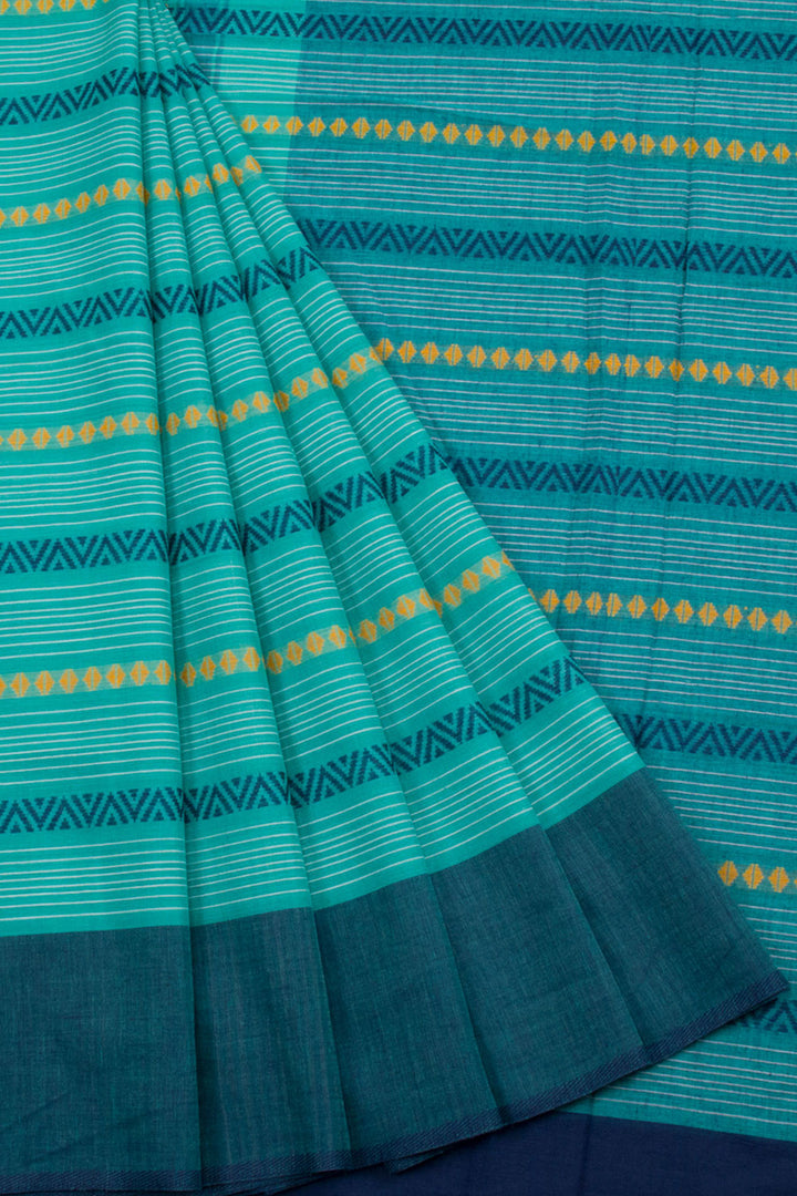 Teal Blue Handloom Dhaniakhali Cotton Saree 10062582