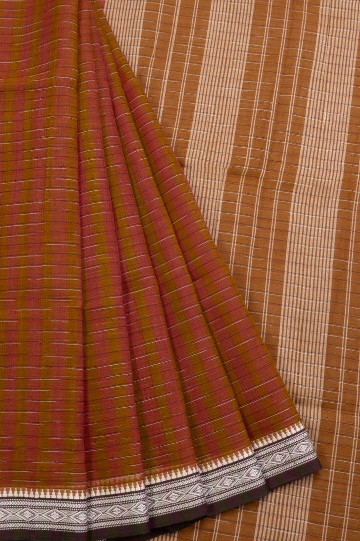 Brown Handloom Narayanpet Cotton Saree 10064378 - Avishya