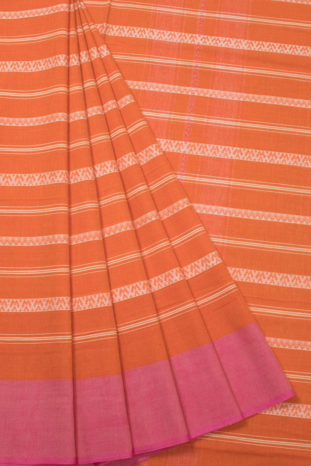 Rust Orange Handloom Dhaniakhali Cotton Saree  - Avishya