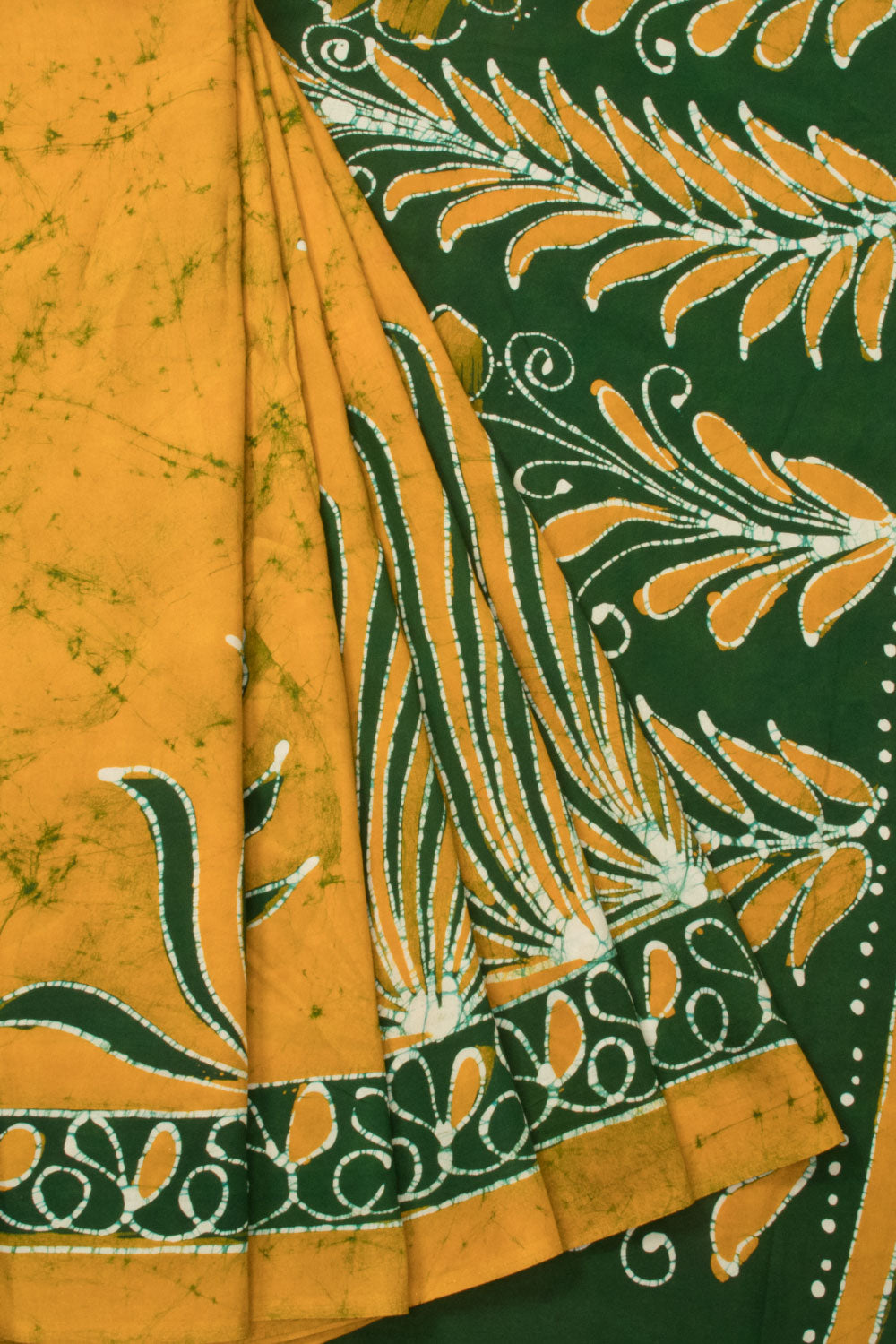 Yellow Batik Printed  Muslin Silk Saree - Avishya