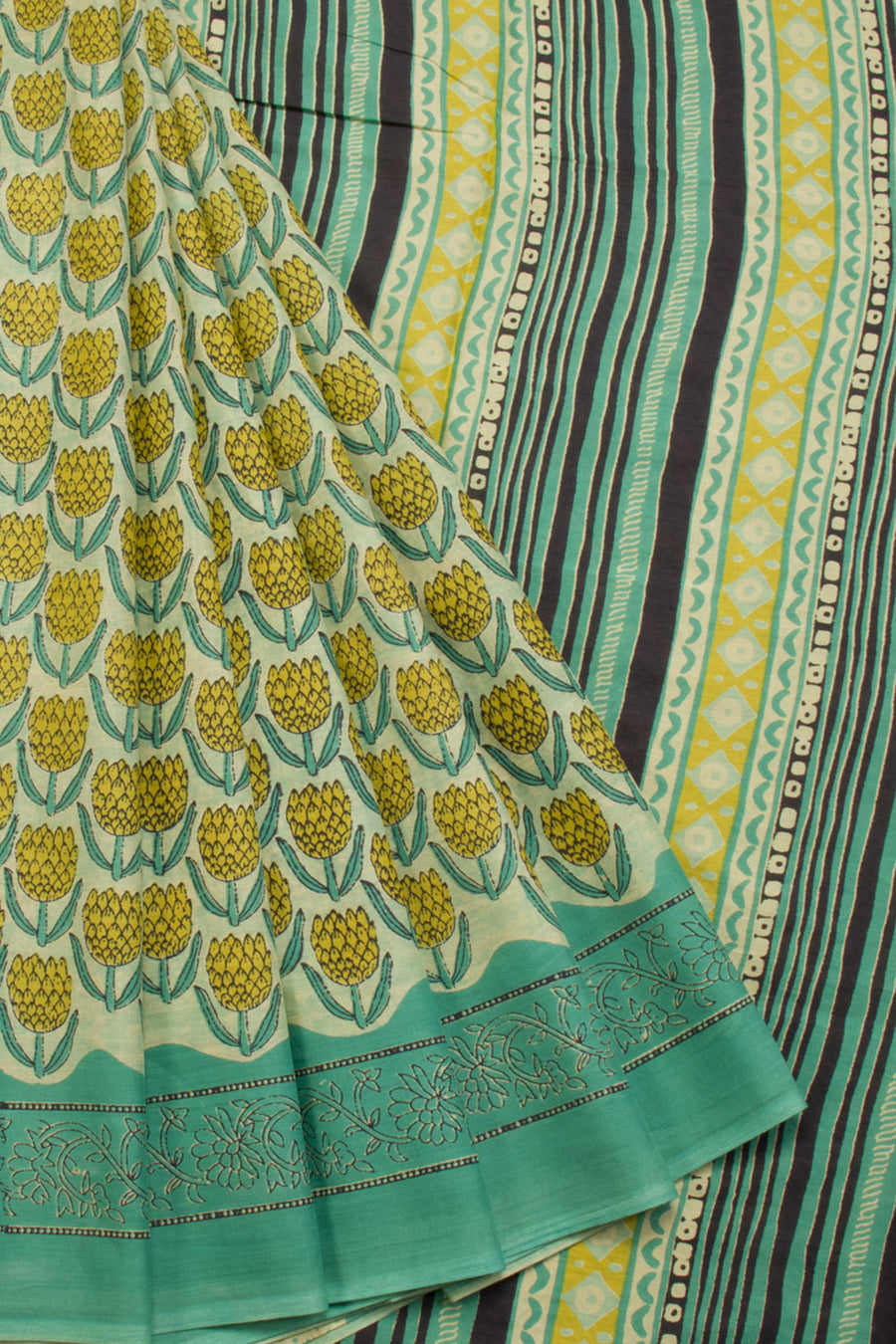 Green Vanaspathi Printed Mulmul Cotton Saree 10070251