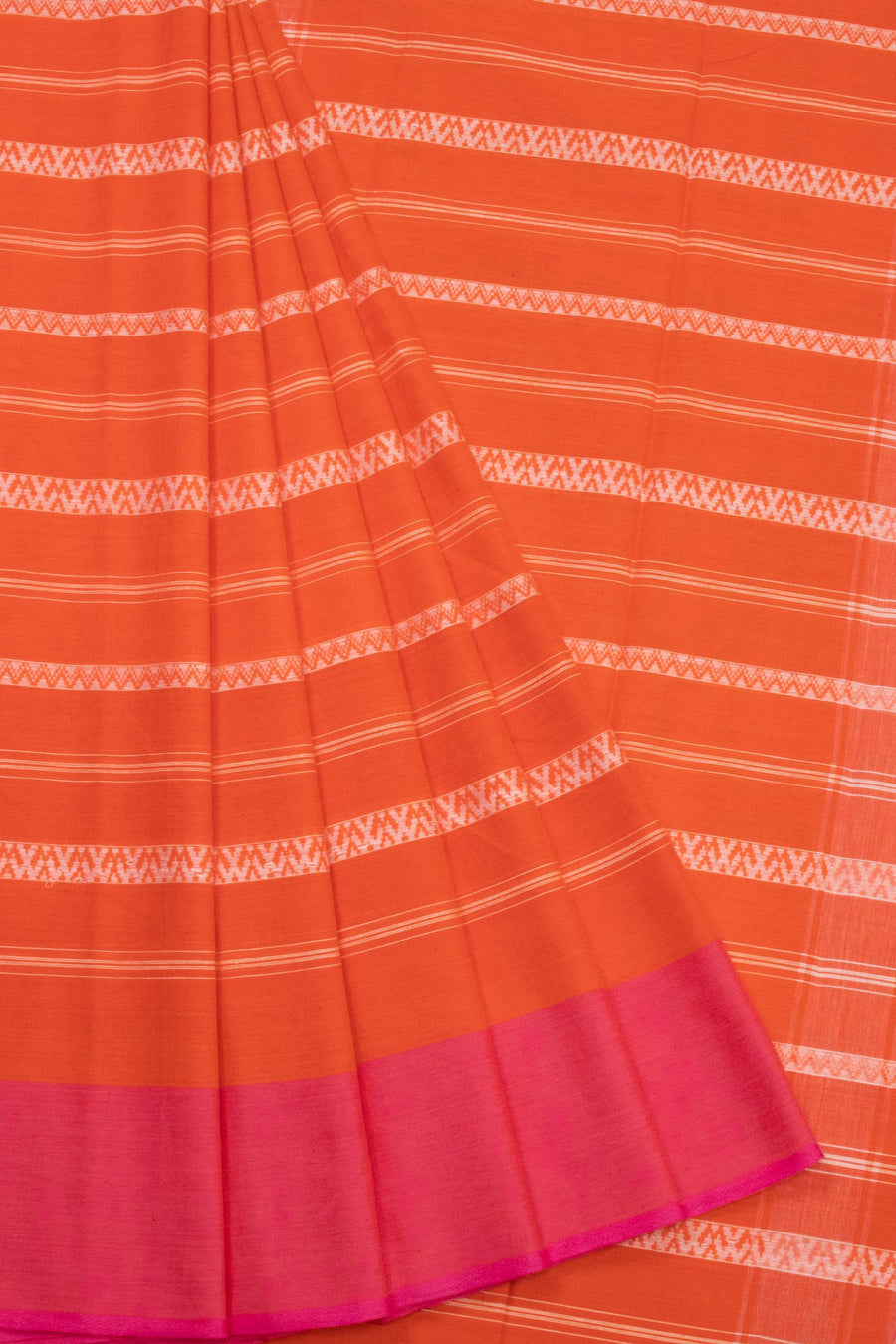 Orange Handloom Dhaniakhali Cotton Saree