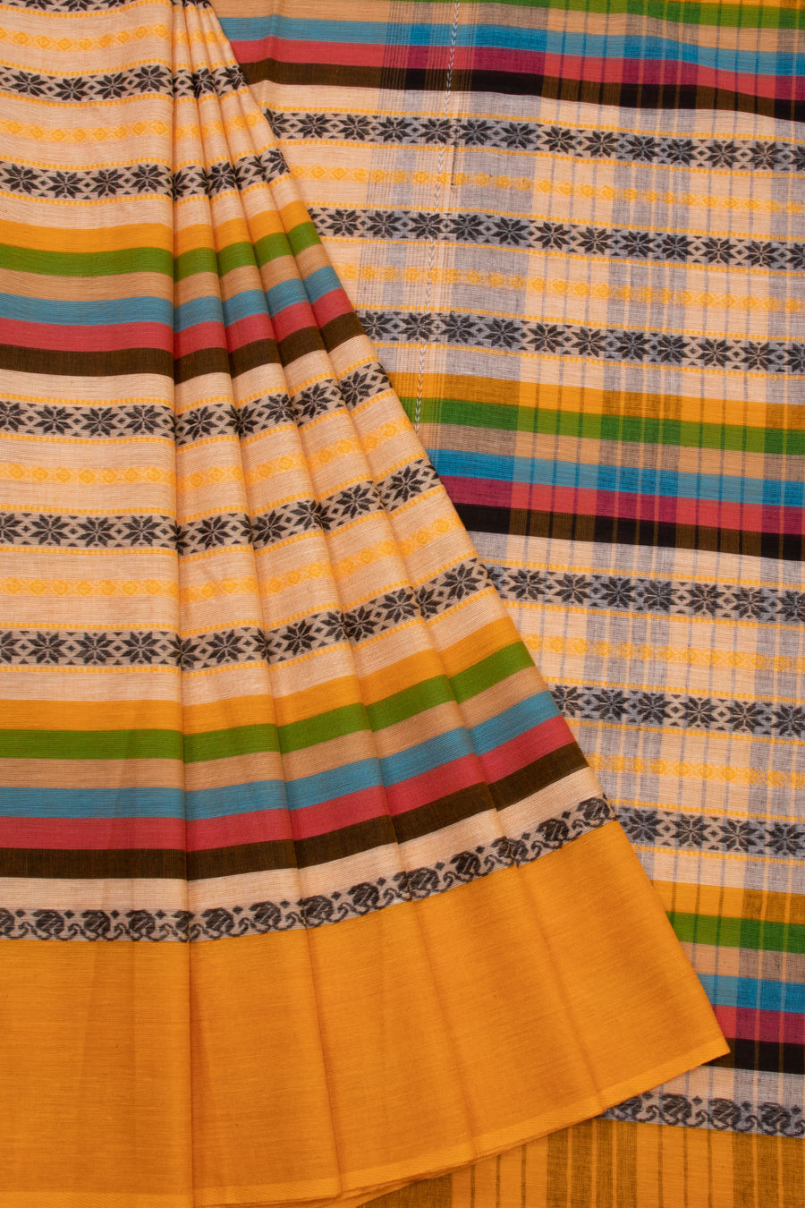 Yellow Handloom Dhaniakhali Cotton Saree