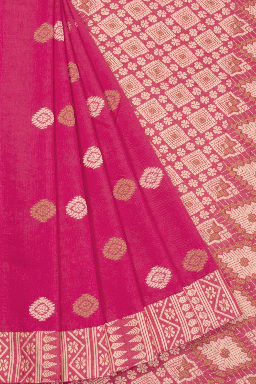 Pink Handloom Assam Cotton Saree 10070977