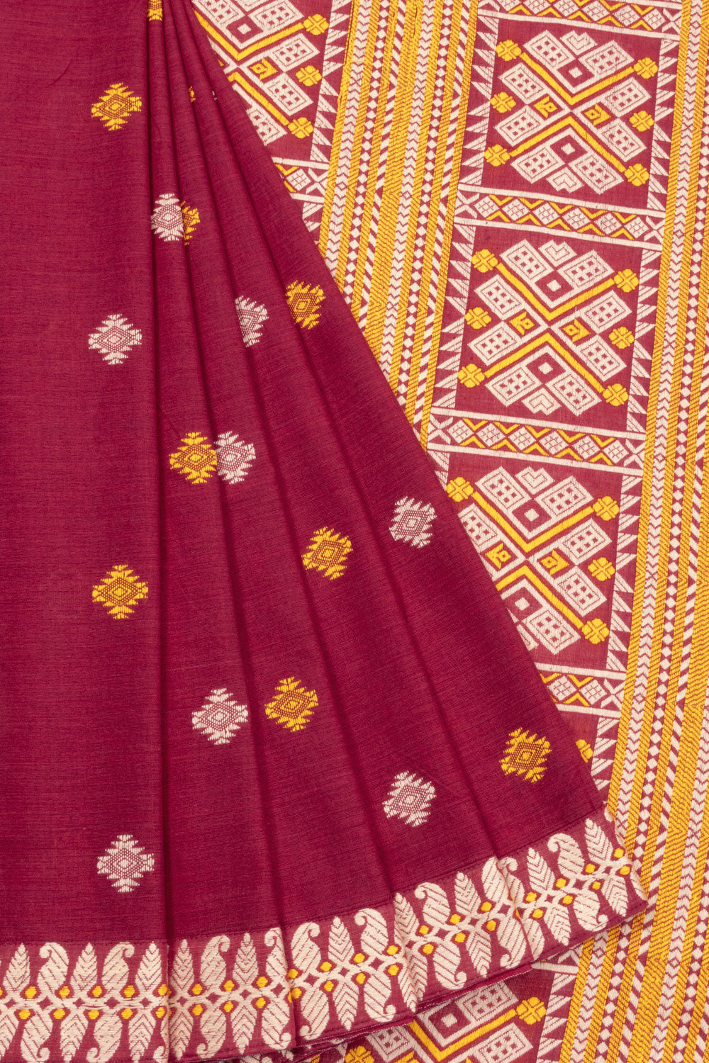 Maroon Handloom Assam Cotton Saree 10070978