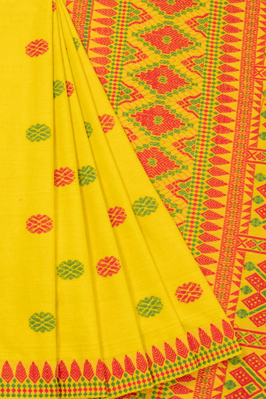  Yellow Handloom Assam Cotton Saree 10070985