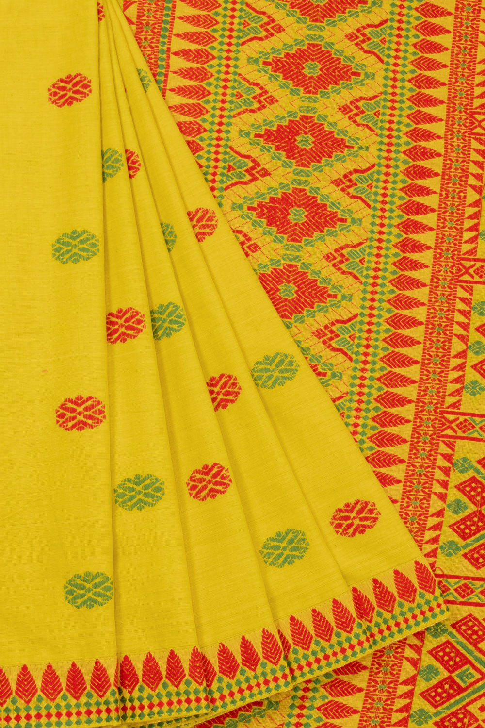 Yellow Handloom Assam Cotton Saree 10070985