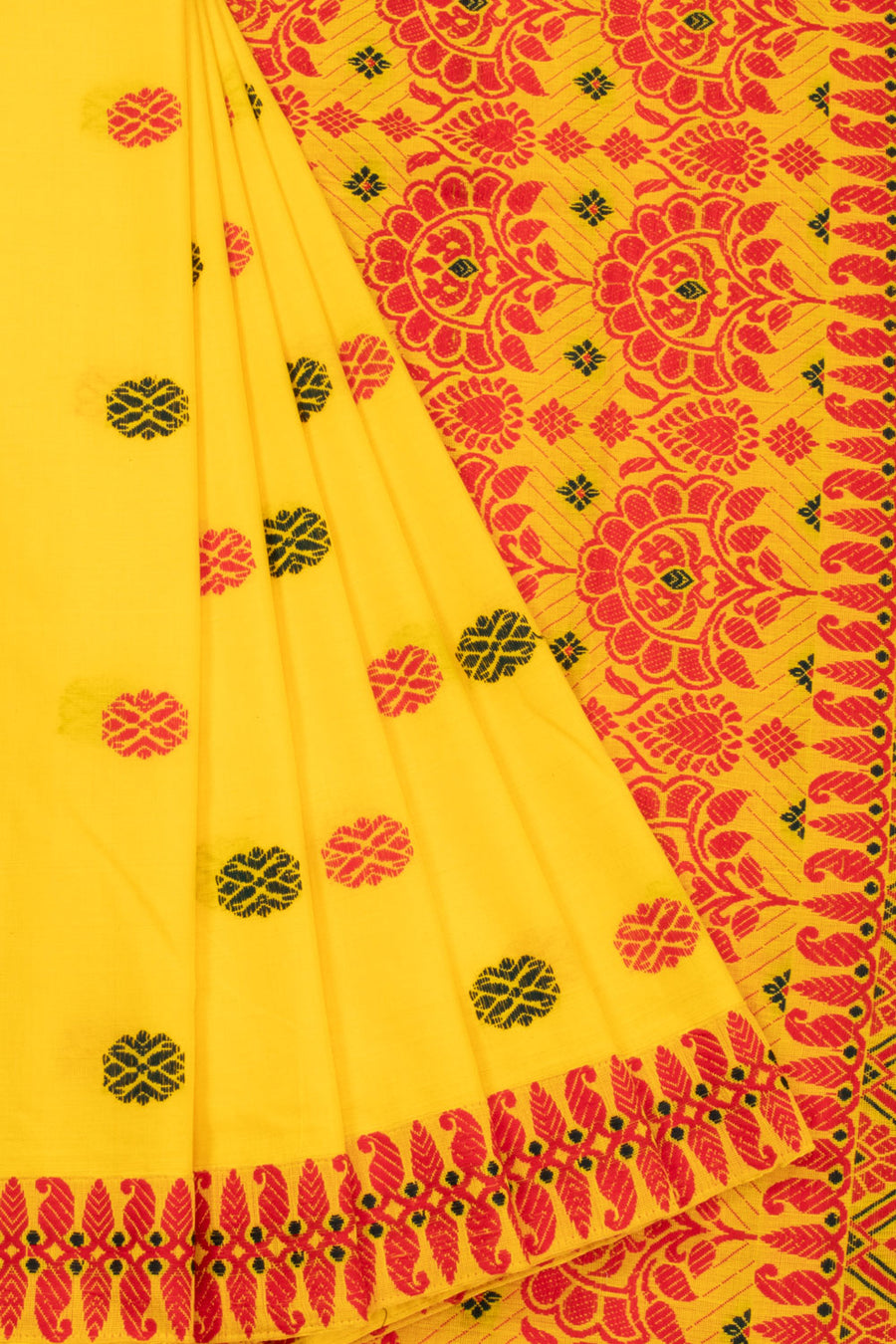 Yellow Handloom Assam Cotton Saree 10070986 