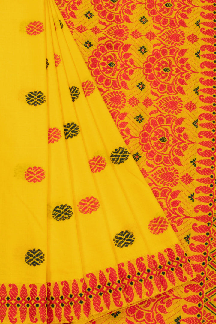 Yellow Handloom Assam Cotton Saree 10070986