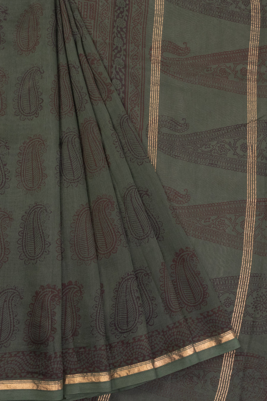 Grey Bagh Printed Silk Cotton Saree 10071003