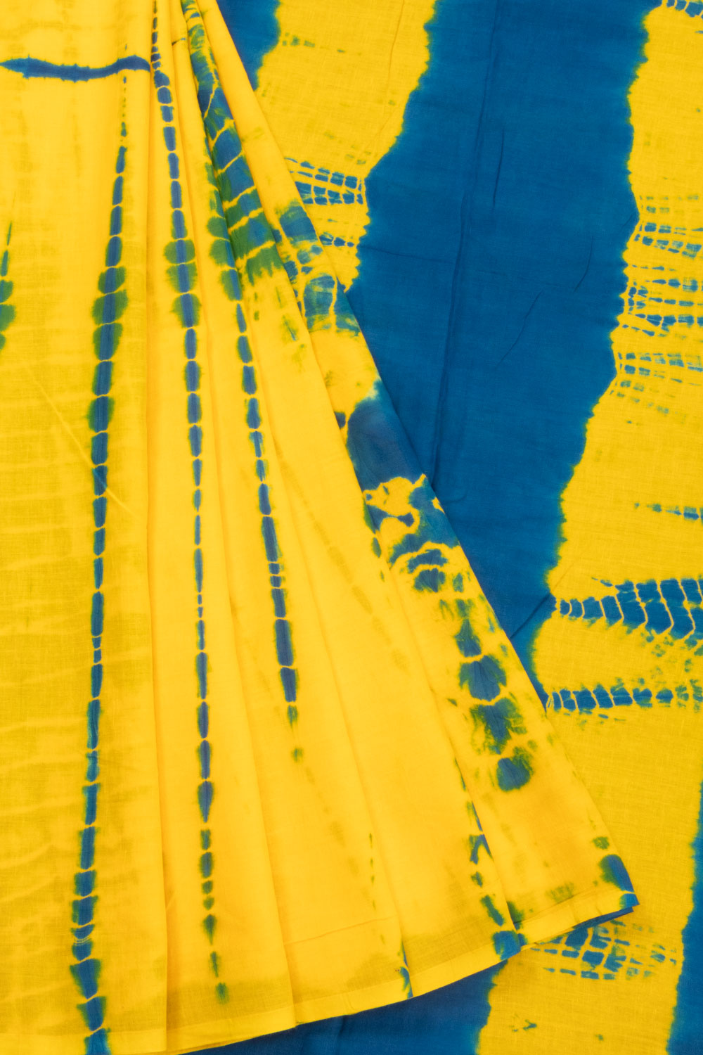 Yellow Shibori Printed Cotton Saree 