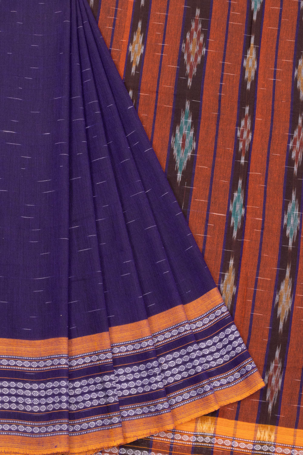 Purple Nuapatna Odisha Ikat Cotton Saree Without Blouse