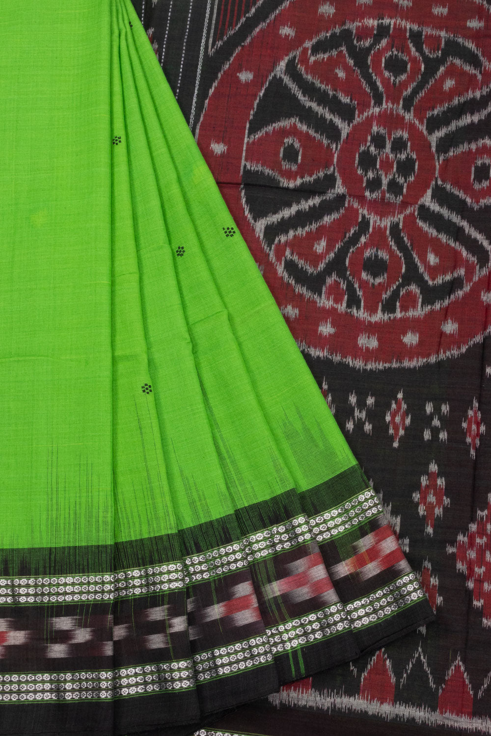 Green Nuapatna Odisha Ikat Cotton Saree Without Blouse