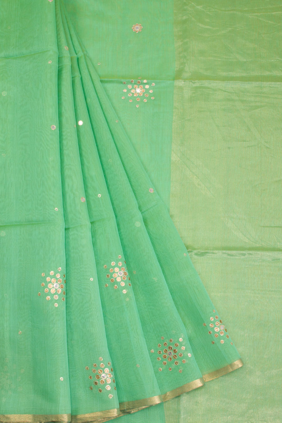 Green Silk Cotton Saree With Tissue Pallu 