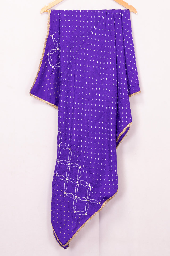 Purple Bandhani Mulberry Silk Dupatta 10072127