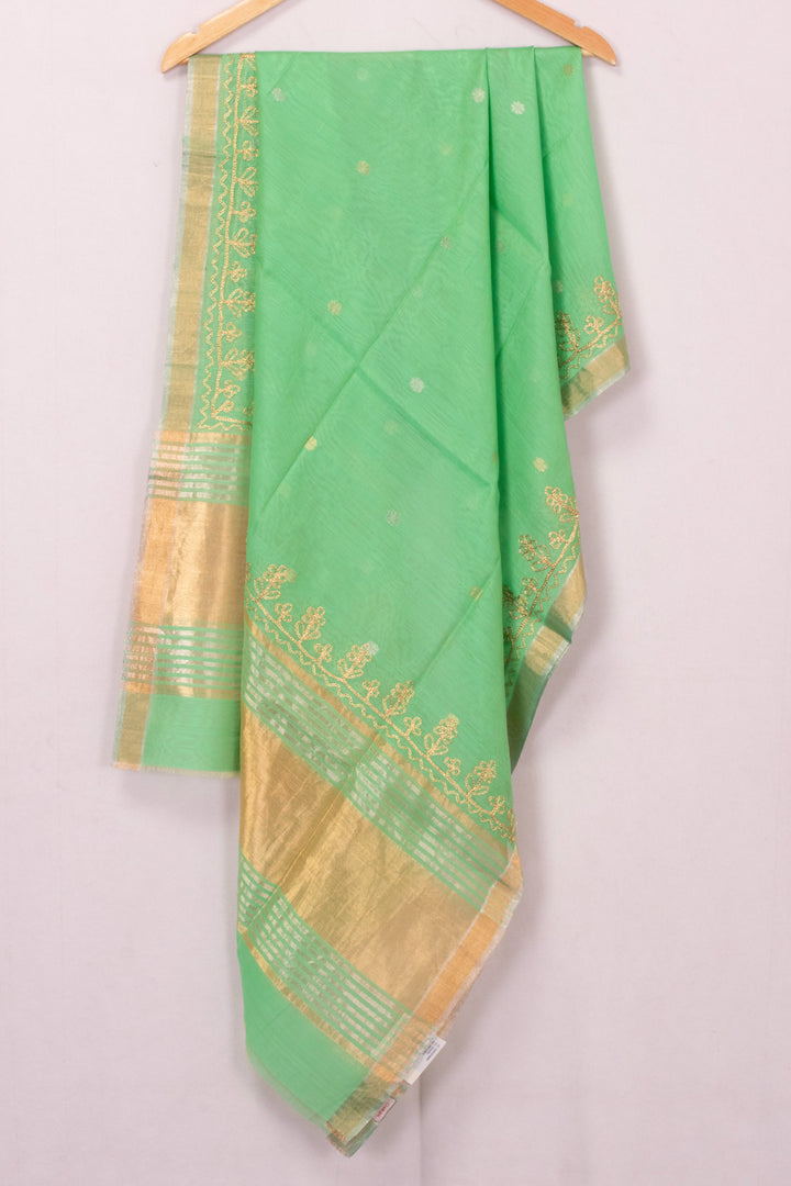 Green Embroidery Silk Cotton Dupatta 10072155