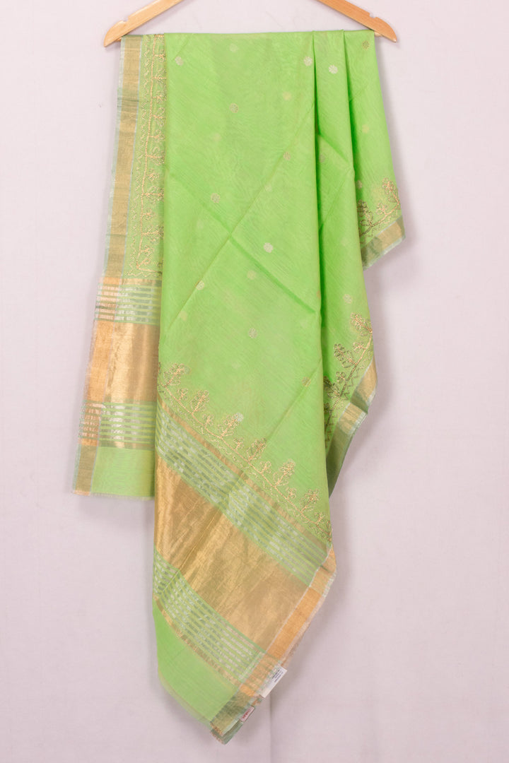 Green Embroidery Silk Cotton Dupatta 10072154