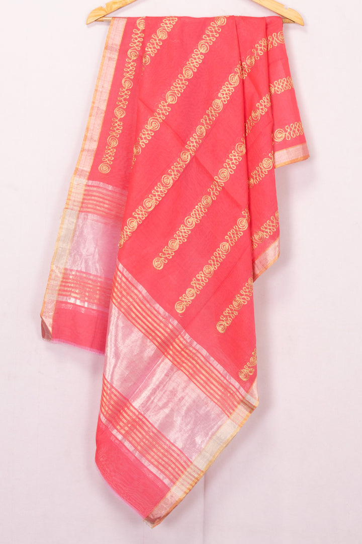 Pink Embroidery Silk Cotton Dupatta 10072156