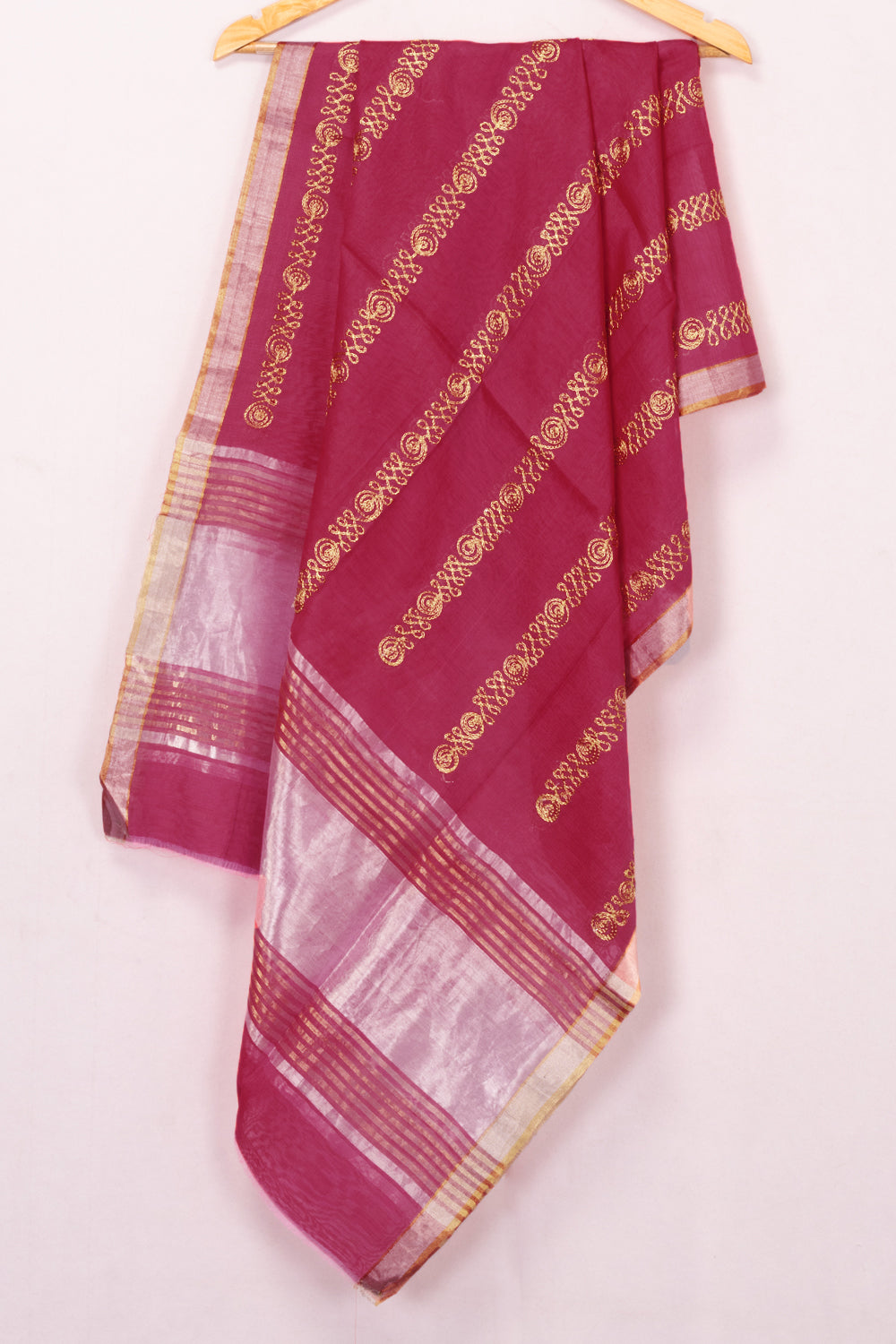 Maroon Embroidery Silk Cotton Dupatta 10072151