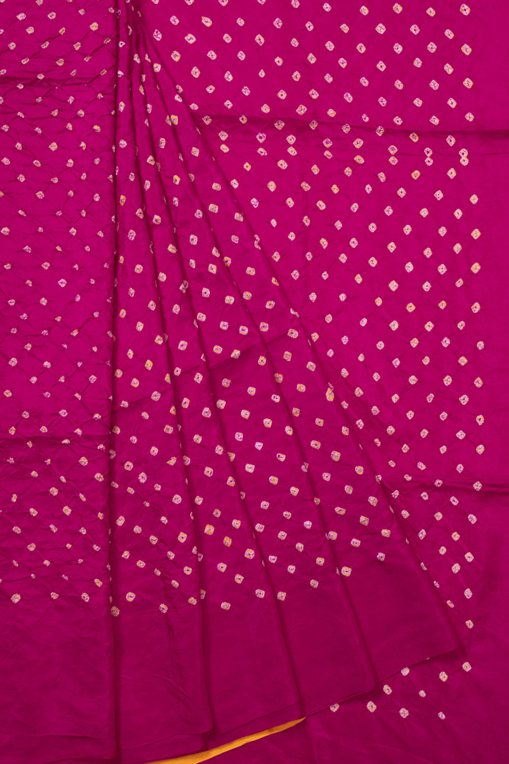 Pink Bandhani Mulberry Silk Saree With Contrast Blouse 10073068