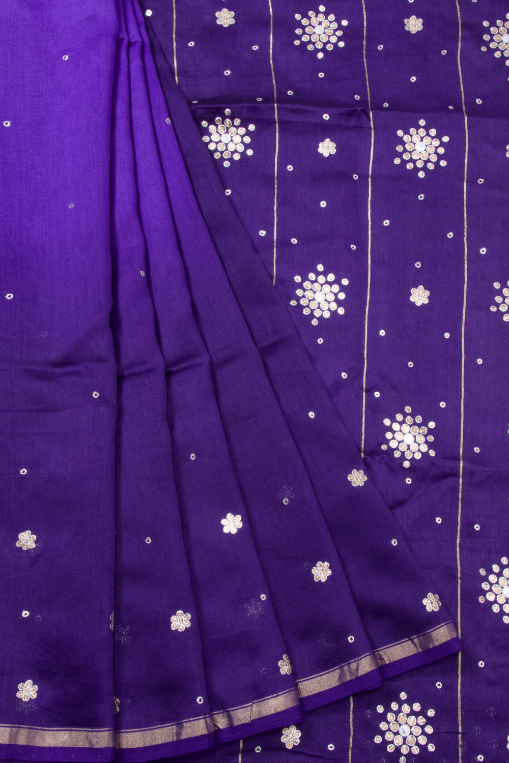 Violet Handloom Mercersised Saree with Zari Embroidery 10073077