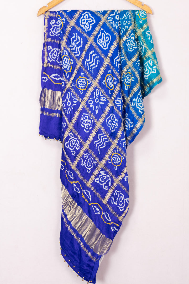 Blue Bandhani Gajji Silk with Lagdi patta Dupatta 10073112