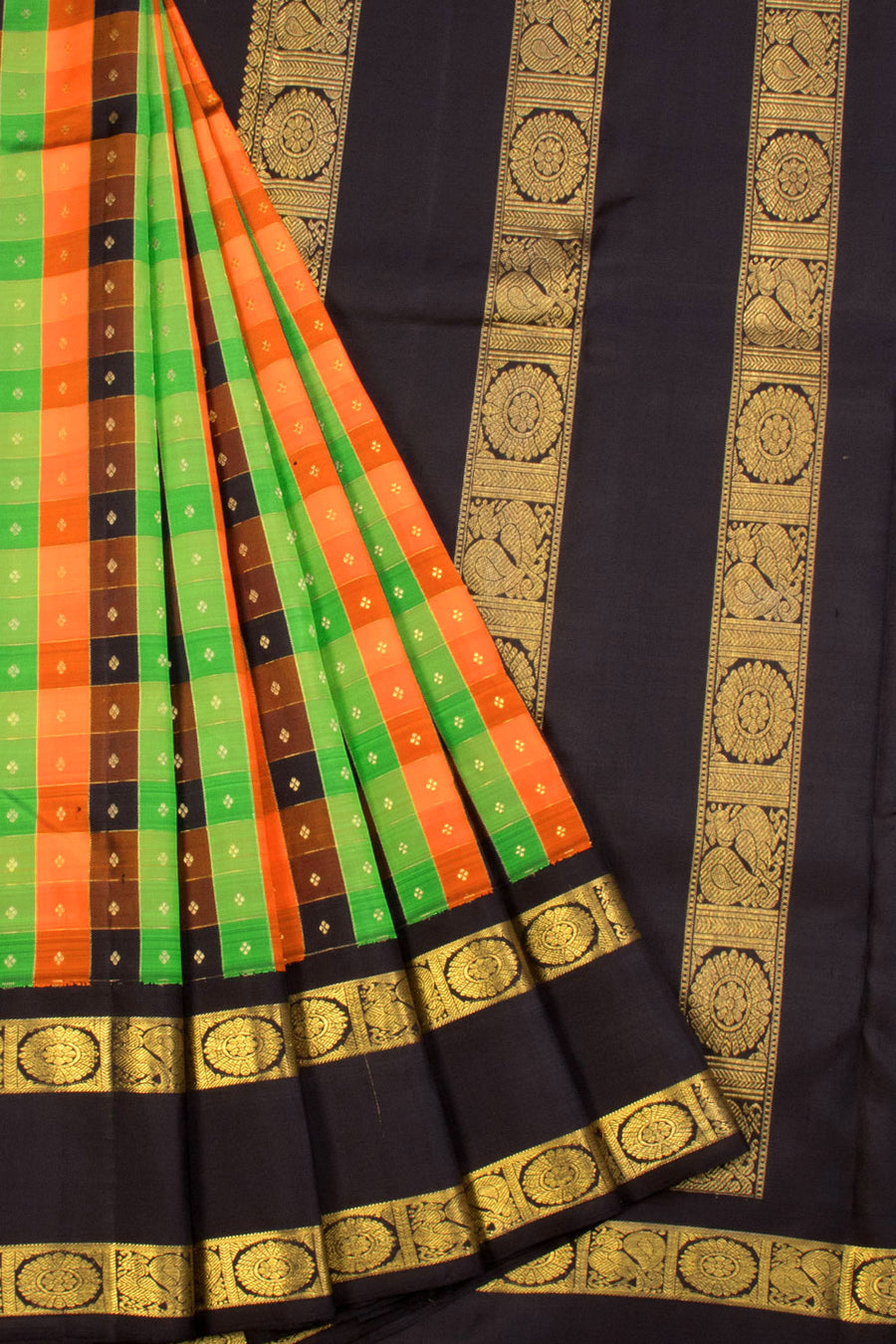 Multicolour Bridal Korvai Kanjivaram Silk Saree 10070593