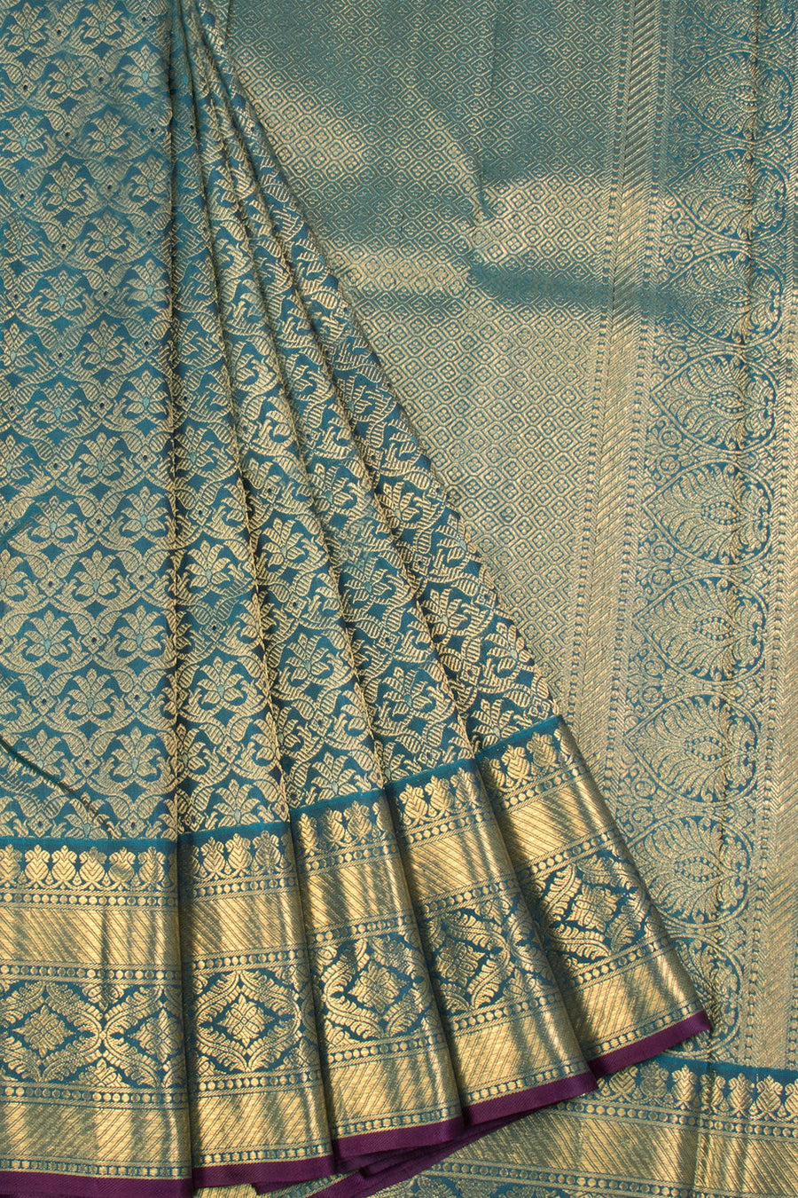 Steel Blue Bridal Kanjivaram Silk Saree 10070595