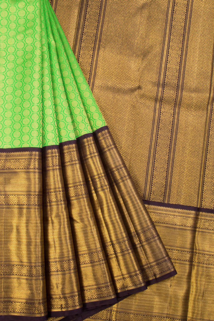 Chartreuse Green Bridal Korvai Kanjivaram Silk Saree 10070606 - Avishya