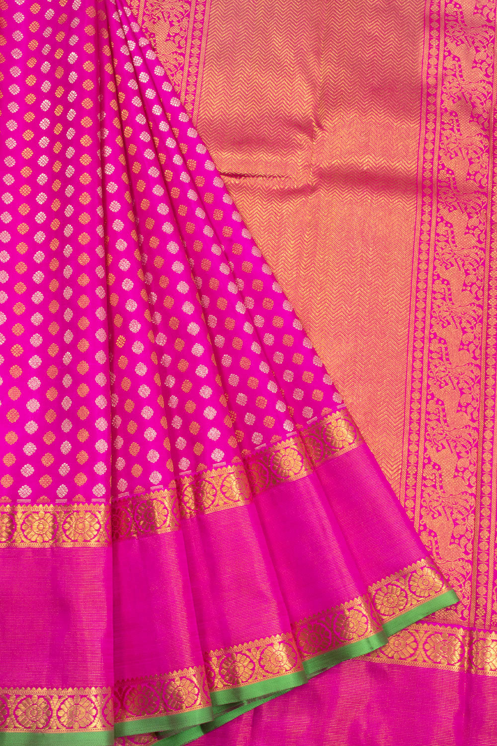 Hot Pink Bridal Kanjivaram Silk Saree 10070619