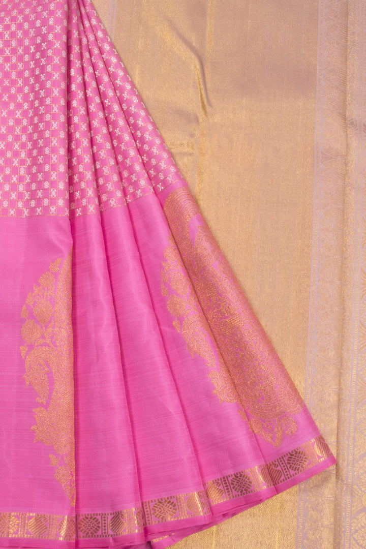 Dusky Pink Bridal Kanjivaram Silk Saree 10070625