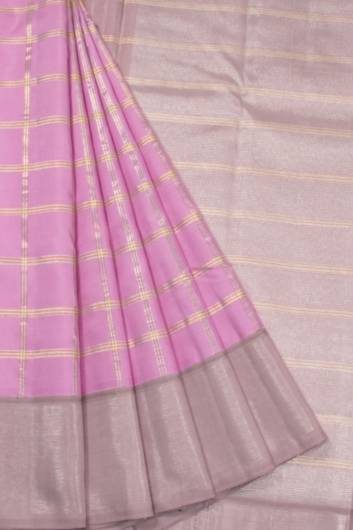 Pastel Pink Handloom Korvai Kanjivaram Silk Saree 10070632