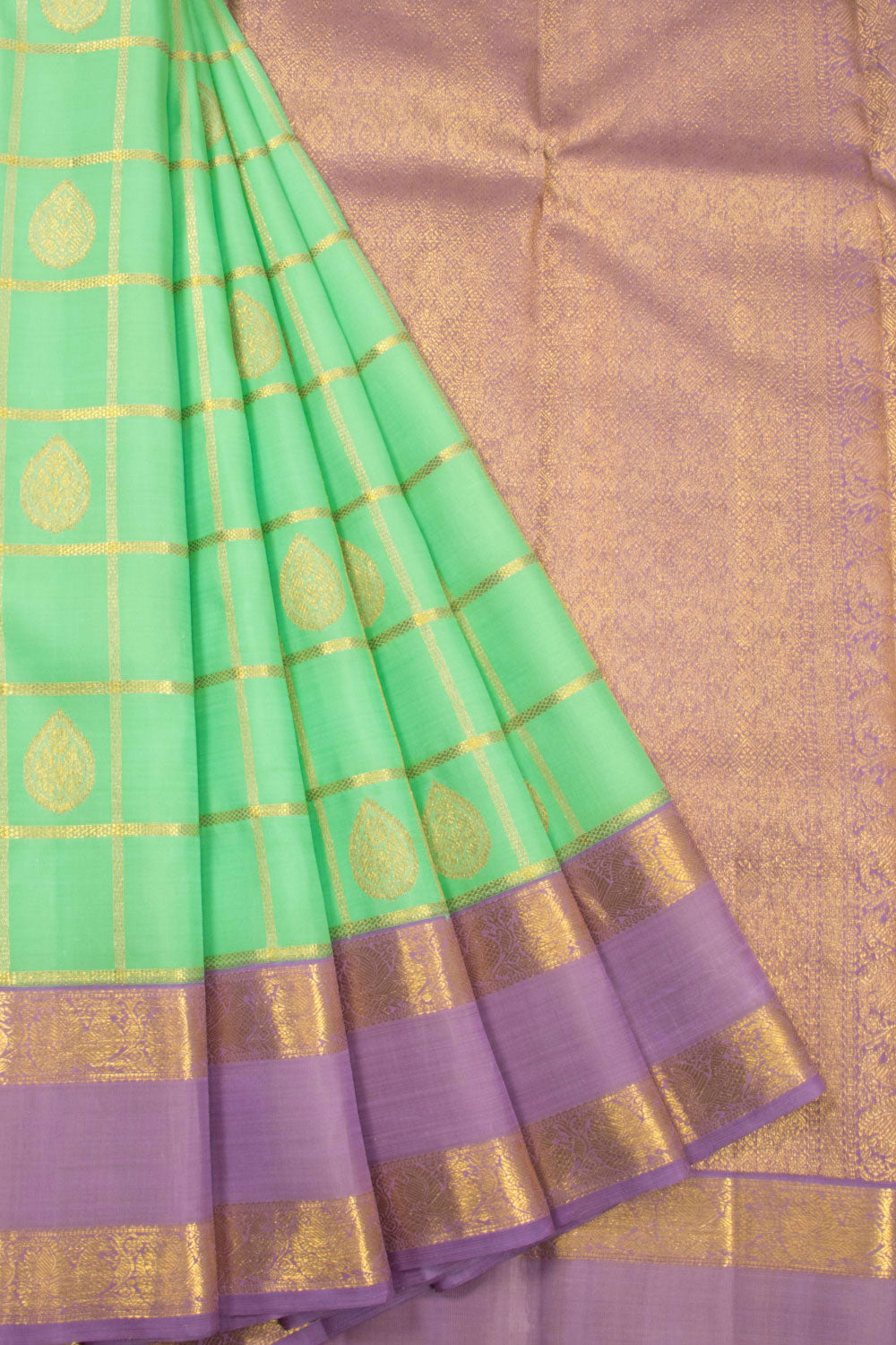 Aqua Green Bridal Kanjivaram Silk Saree 10070634