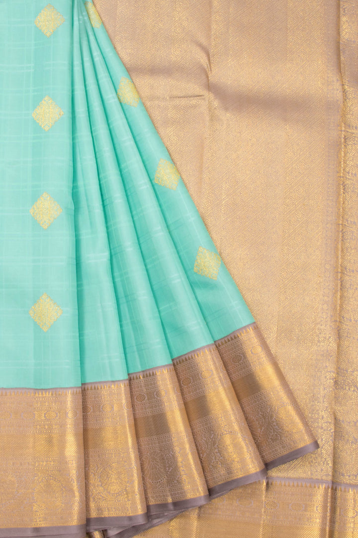 Light Aqua Green Kanjivaram Silk Saree 10070637