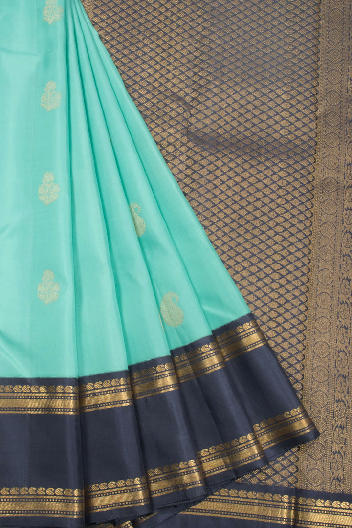 Aquamarine Green Korvai Kanjivaram Silk Saree 10070644