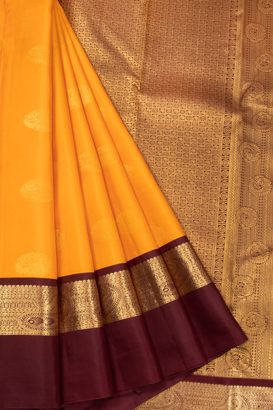 Yellow Korvai Kanjivaram Silk Saree