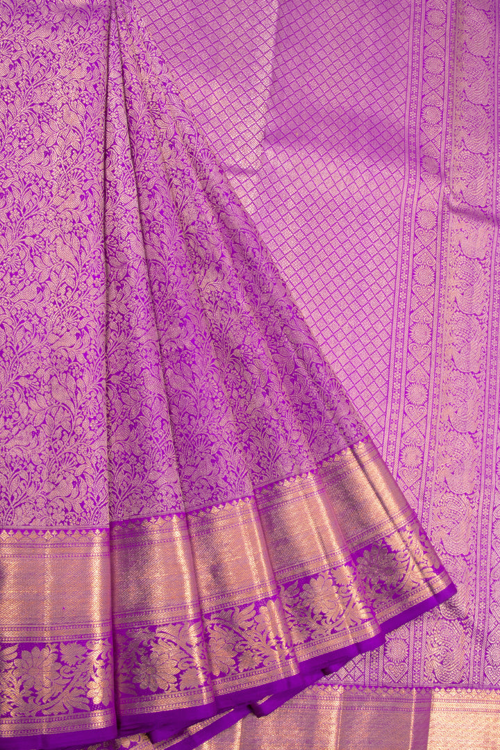 Purple Handloom Kanchipuram Pure Zari Saree 10072866