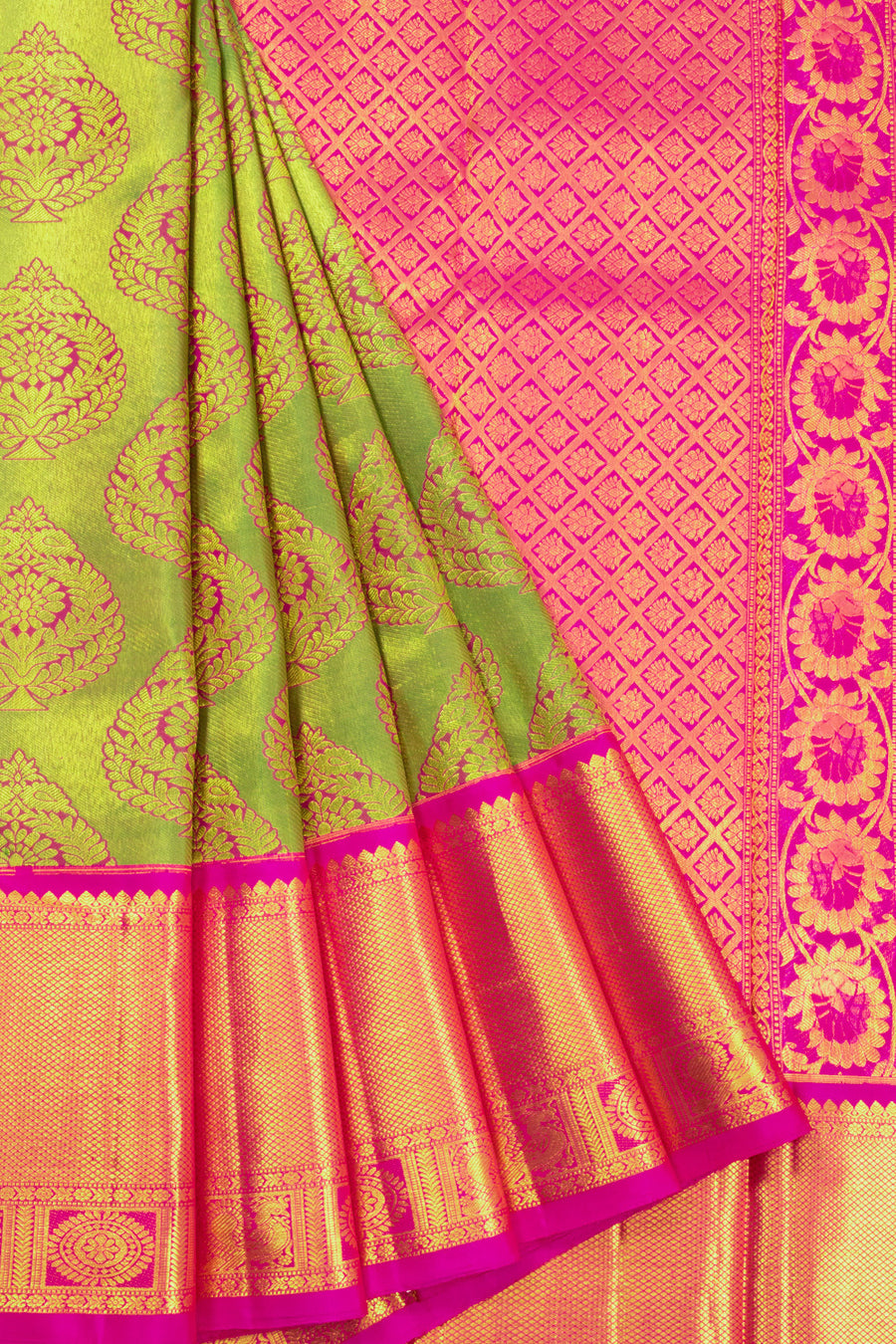 Green Bridal Kanjivaram Pure Zari Silk Saree 10072870