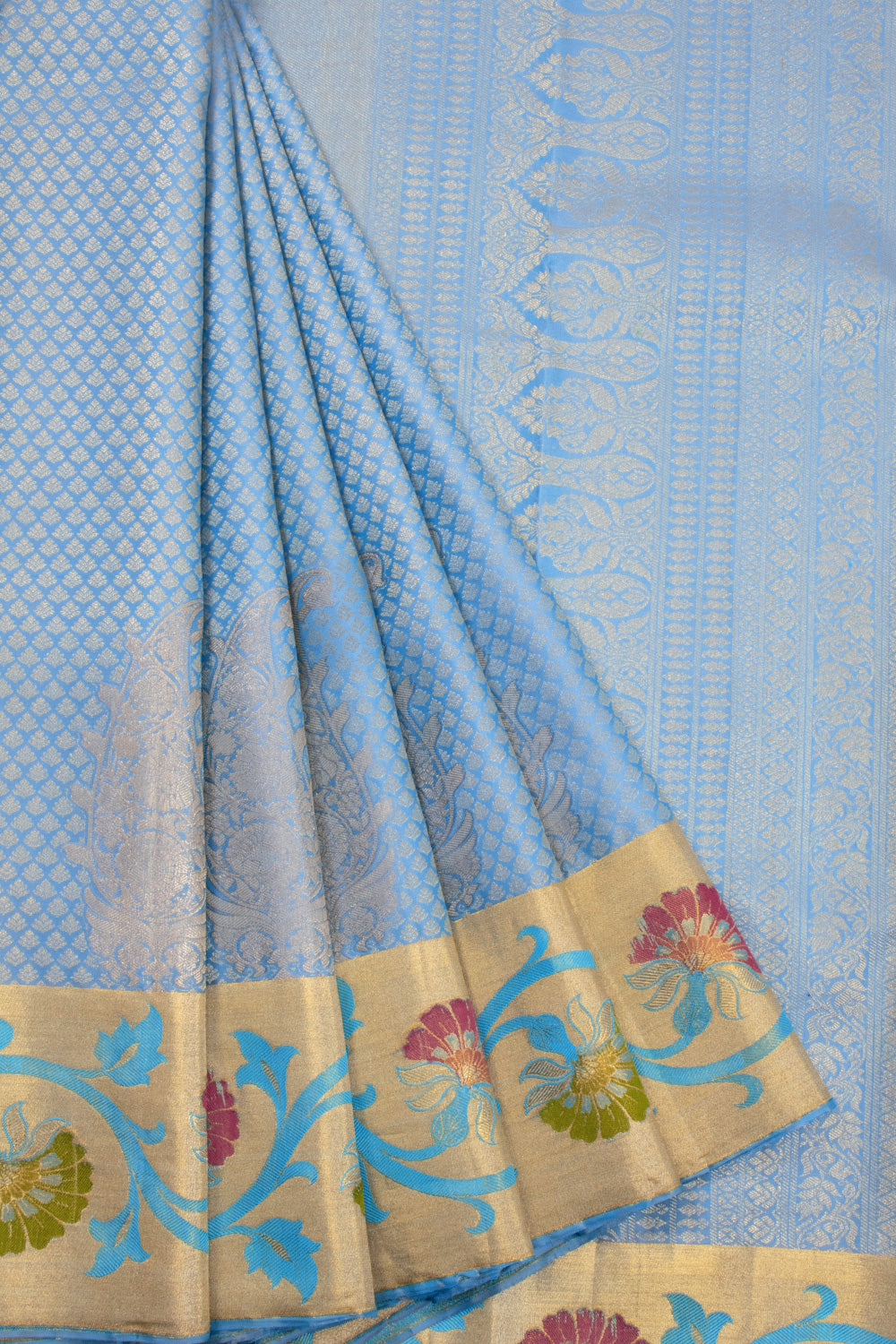 Blue Handloom Kanchipuram Pure Silk Saree 10072876