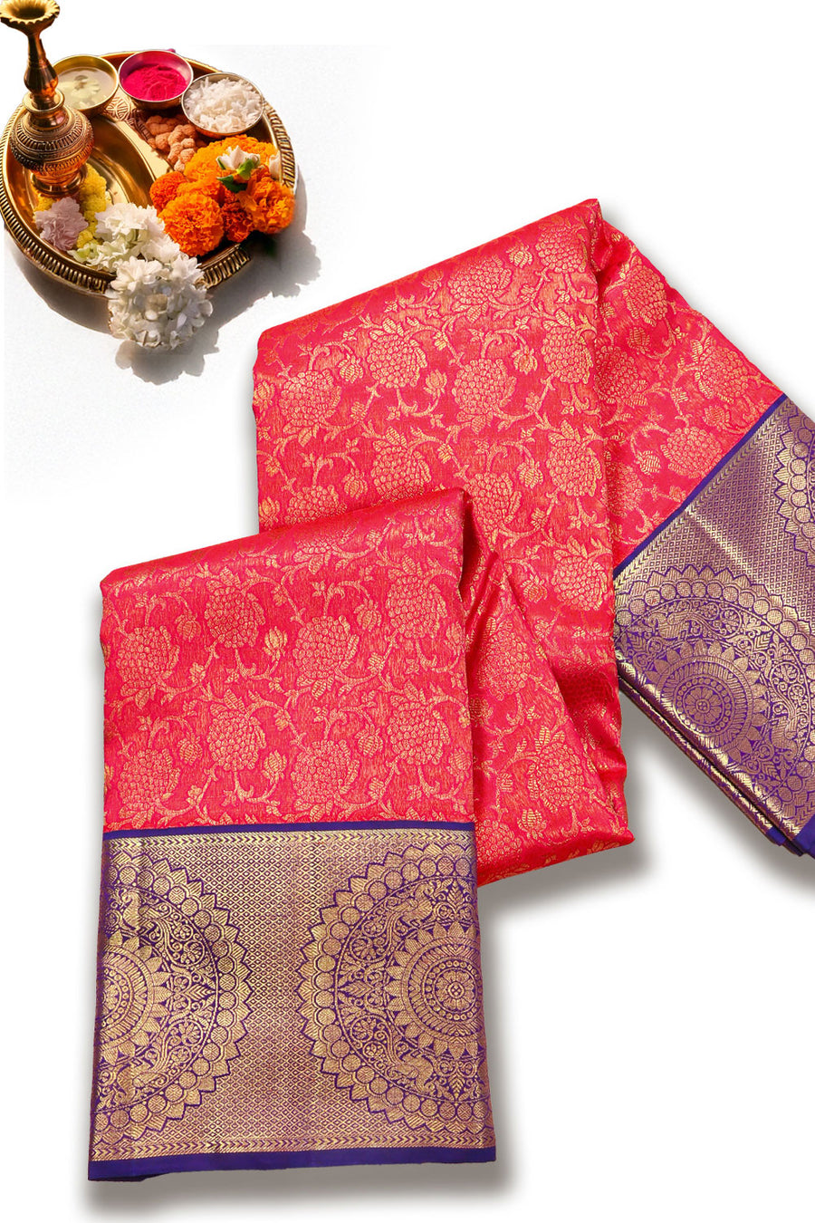 Rusty Red Korvai Bridal Kanjivaram Pure Zari Silk Saree 10073936