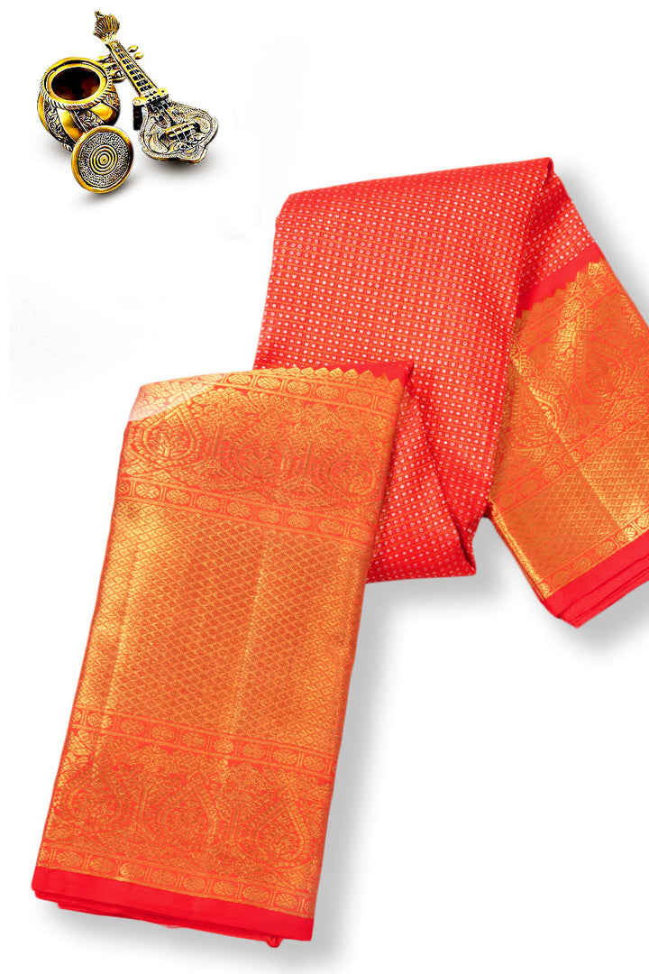 Husker Red Bridal Kanjivaram Pure Zari Silk Saree 10073939