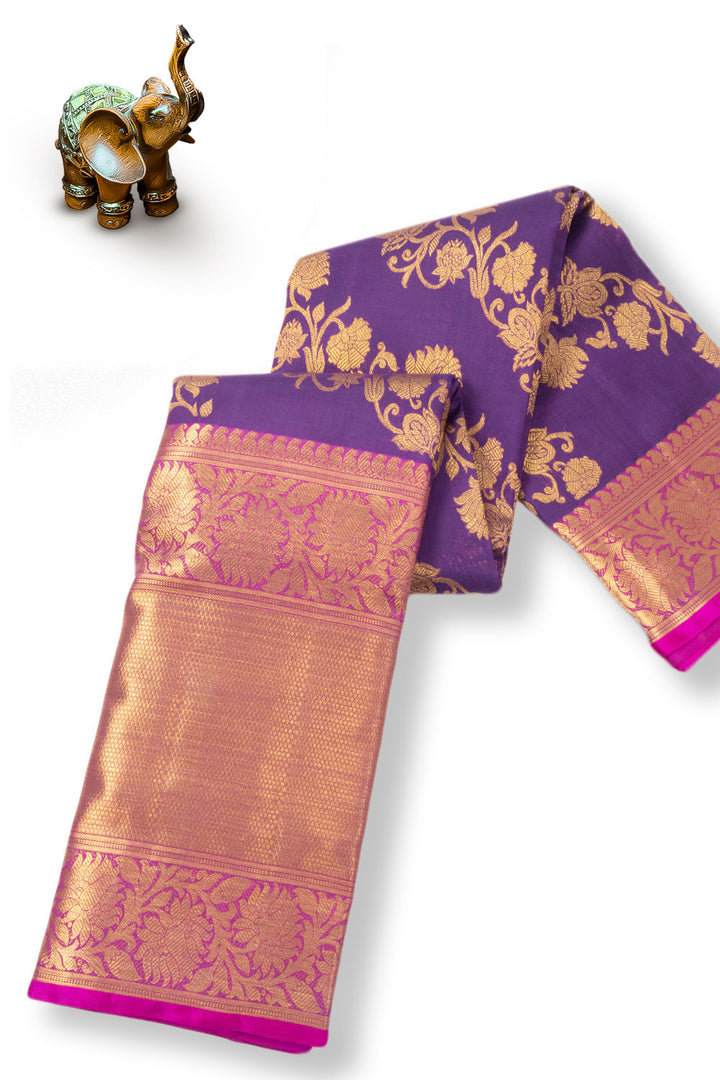 Royal Purple Bridal Kanjivaram Pure Zari Silk Saree 10073940