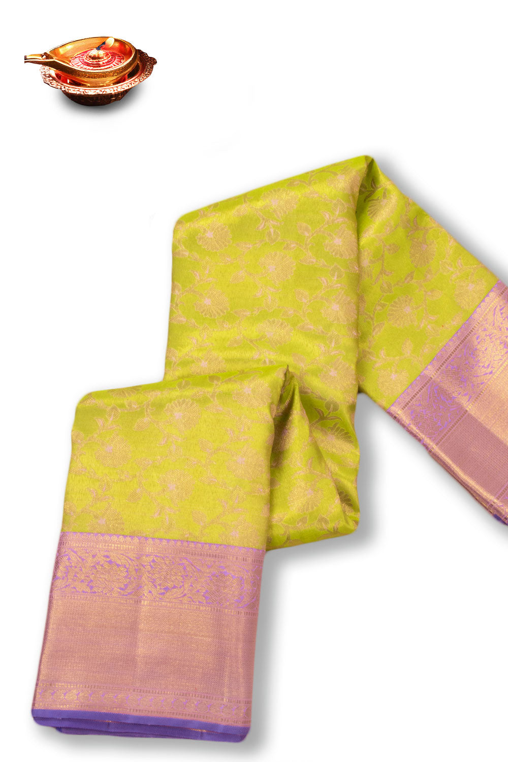 Pea Green Korvai Bridal Kanjivaram Pure Zari Silk Saree 10073951