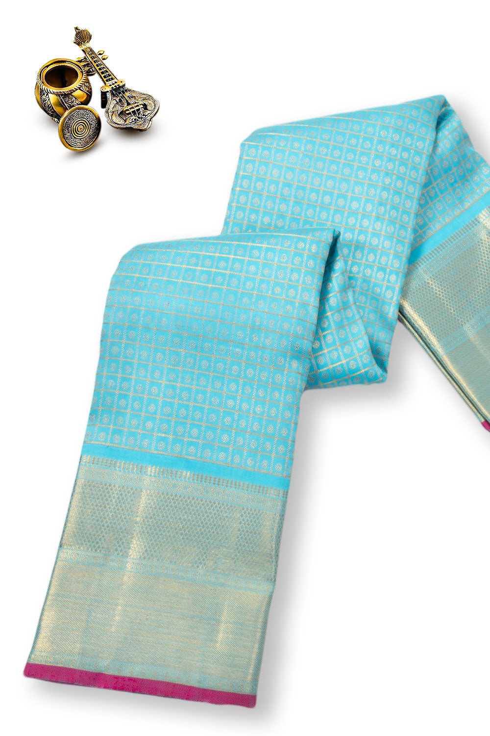 Artic Blue Bridal Kanjivaram Pure Zari Silk Saree 10073970