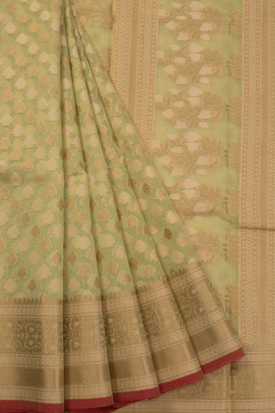 Mint Green Handloom Banarasi Silk Cotton Saree 10070490 - Avishya
