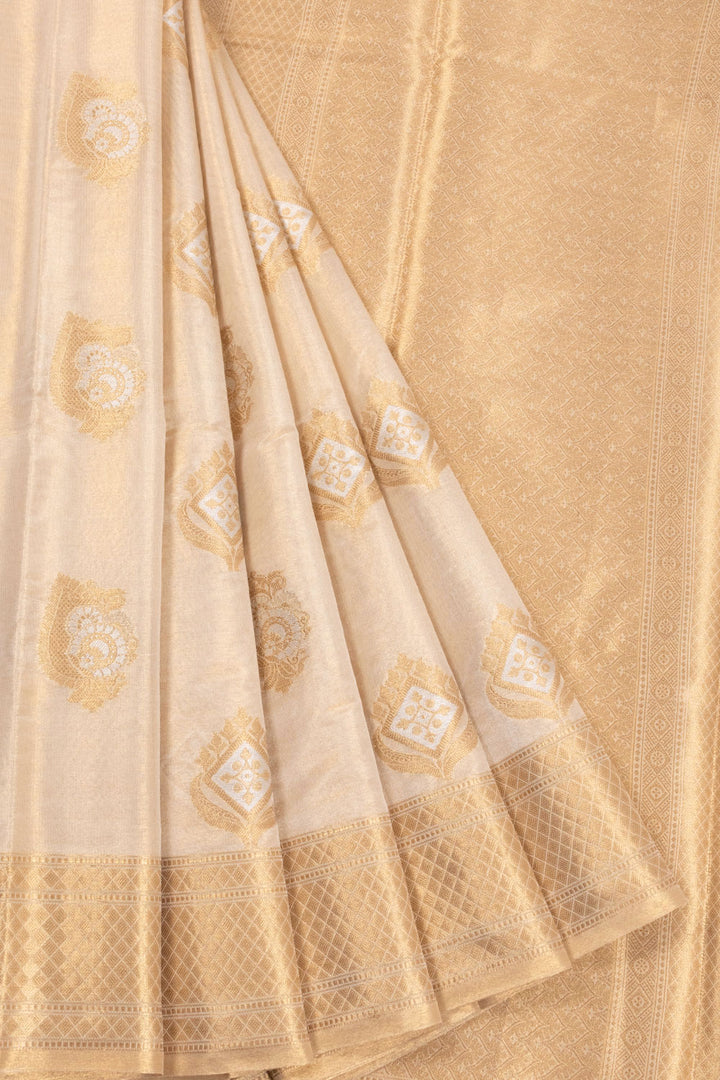 Cream Banarasi Tissue Silk Saree 10072278