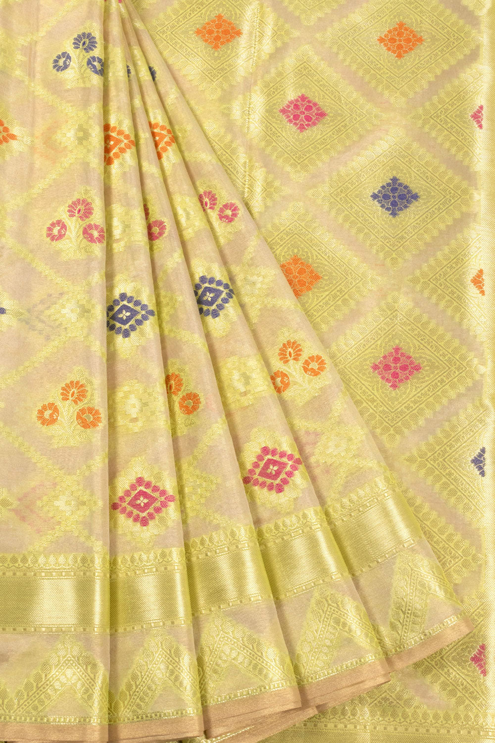 Cream Banarasi Tissue Silk Saree 10072282