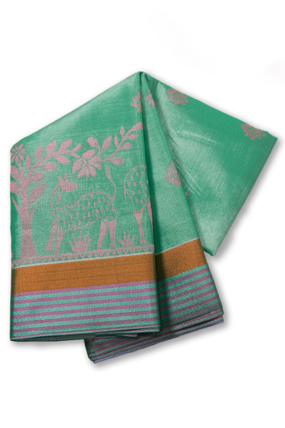 Green South Tissue Silk Cotton Saree 10073577