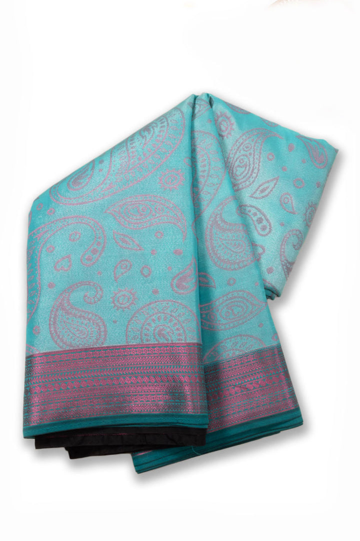 Blue South Tissue Silk Cotton Saree 10073578